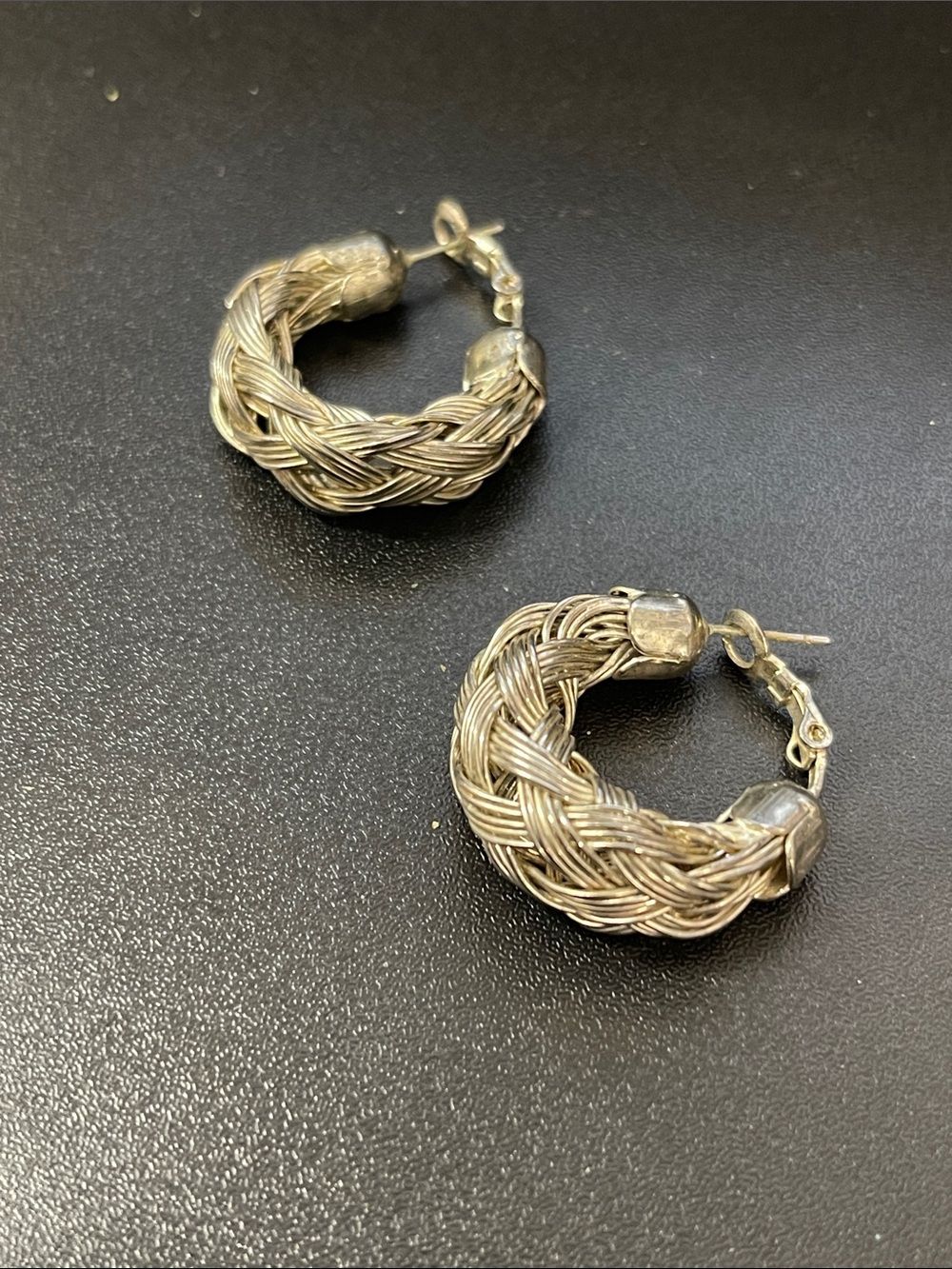Braided Hoop Earrings in Silver Tone - Women Jewelry